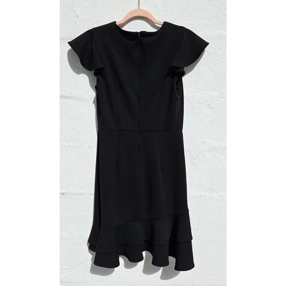 Betsey Johnson Womens Dress 2 Black Ruffle Layer Hem Flutter Sleeve Stretch Mini - Picture 4 of 11